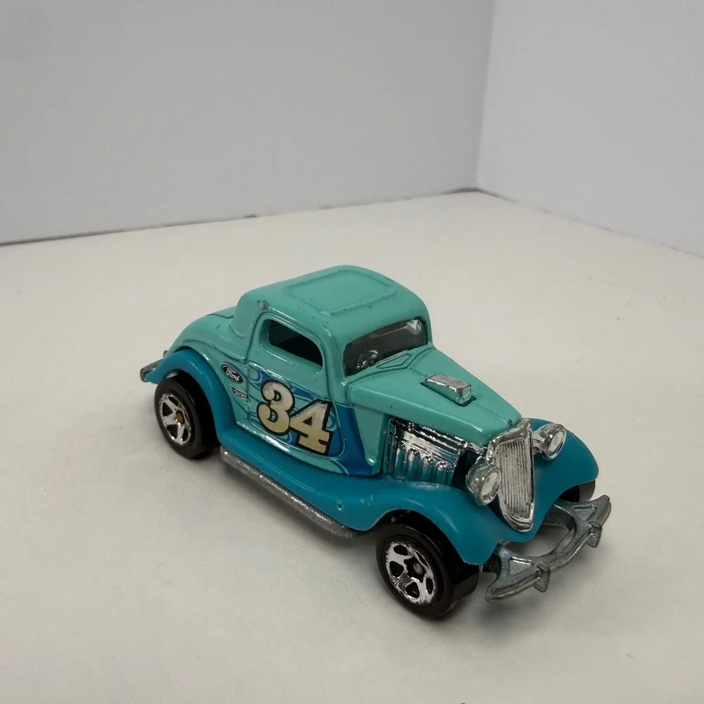 Hot Wheels 1934 Ford Coupe Teal Blue Flame 34 Diecast Car 1:64 Mattel 2012